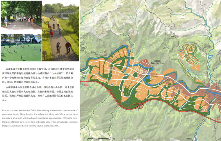 镇中心绿化开敞空间规划图