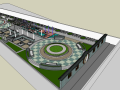 中式小广场公园景观su模型（象棋主题，含：公园运动器材）