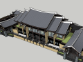 新中式层叠屋顶建筑模型设计