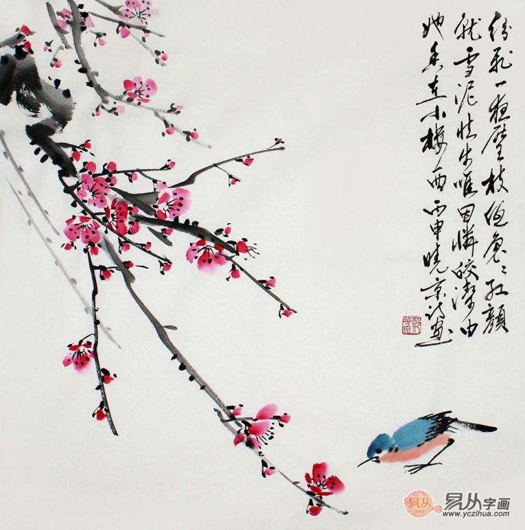 自然而然的,以梅花为题材的诗词绘画作品也有很多,当代画家中,郑晓京