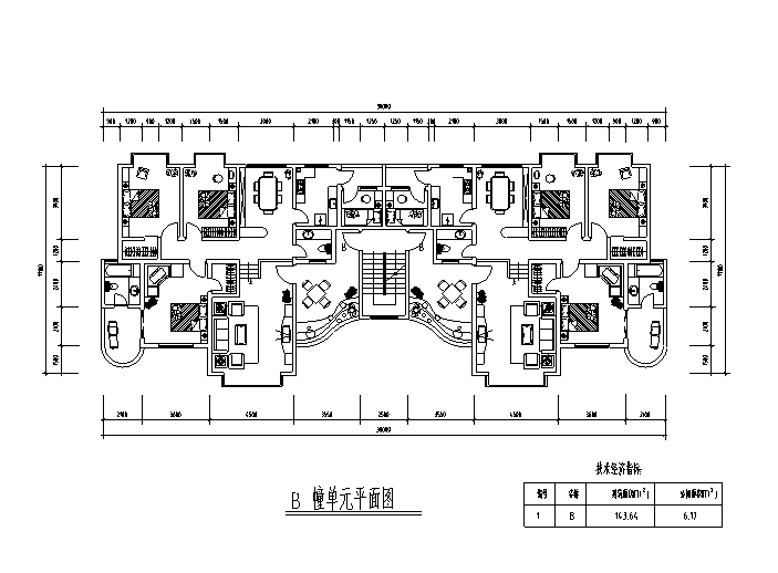 86套小区住宅一梯多户户型平面图(cad)