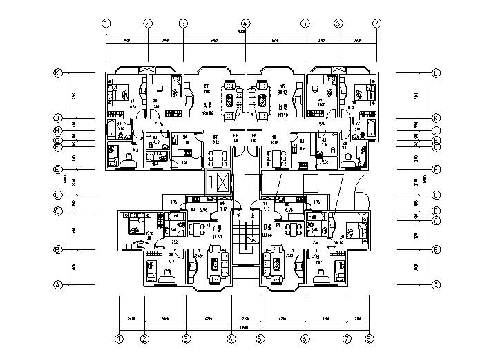 88套带电梯住宅户型平面图(cad)