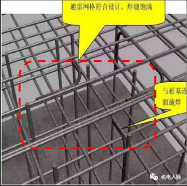 注意:本图只示意地梁与接地极焊接,此处仅冲孔桩做法,不作为管桩基础