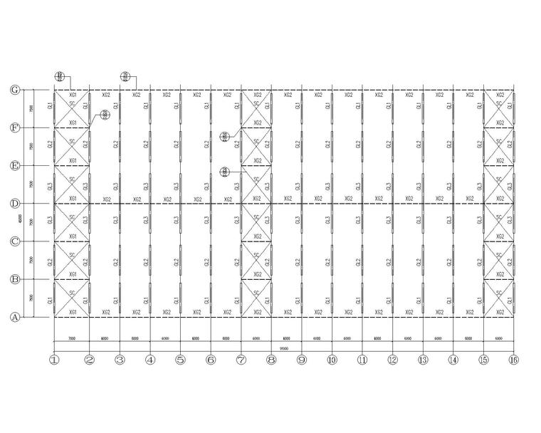 45米双跨钢结构厂房结构施工图(cad)