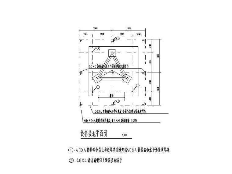 20m路灯杆塔基础设计图(三角形筏板基础)