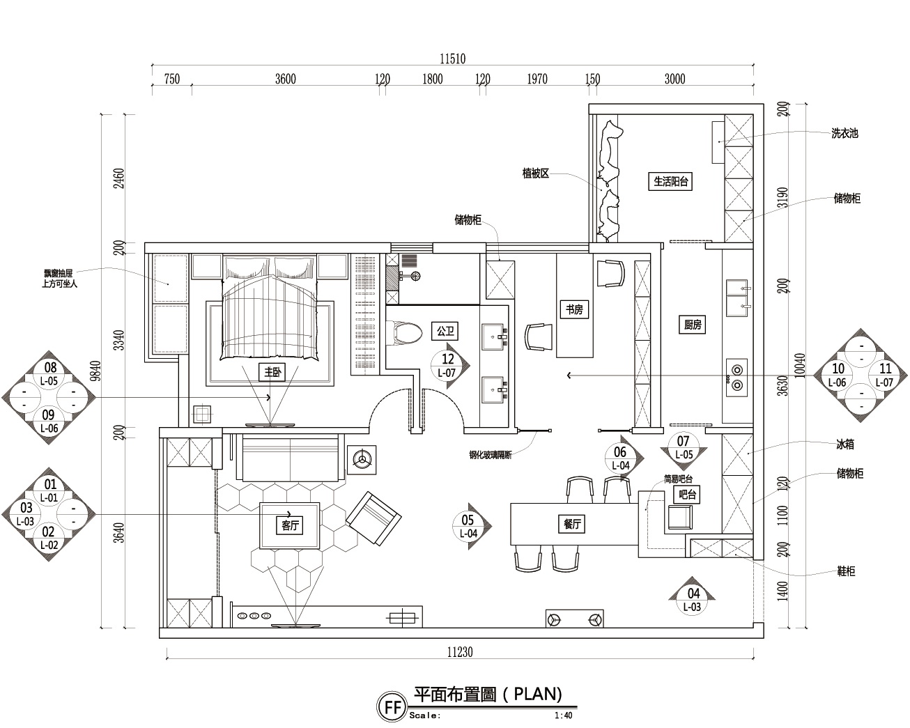 施工图私人住宅装修效果图 空间划分:一居室 结构类型:平层 图纸深度