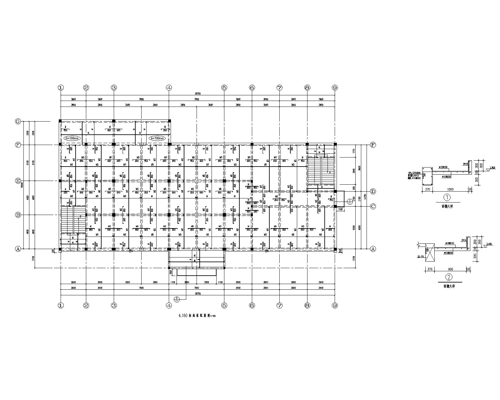 某2层食堂混凝土结构施工图(cad)