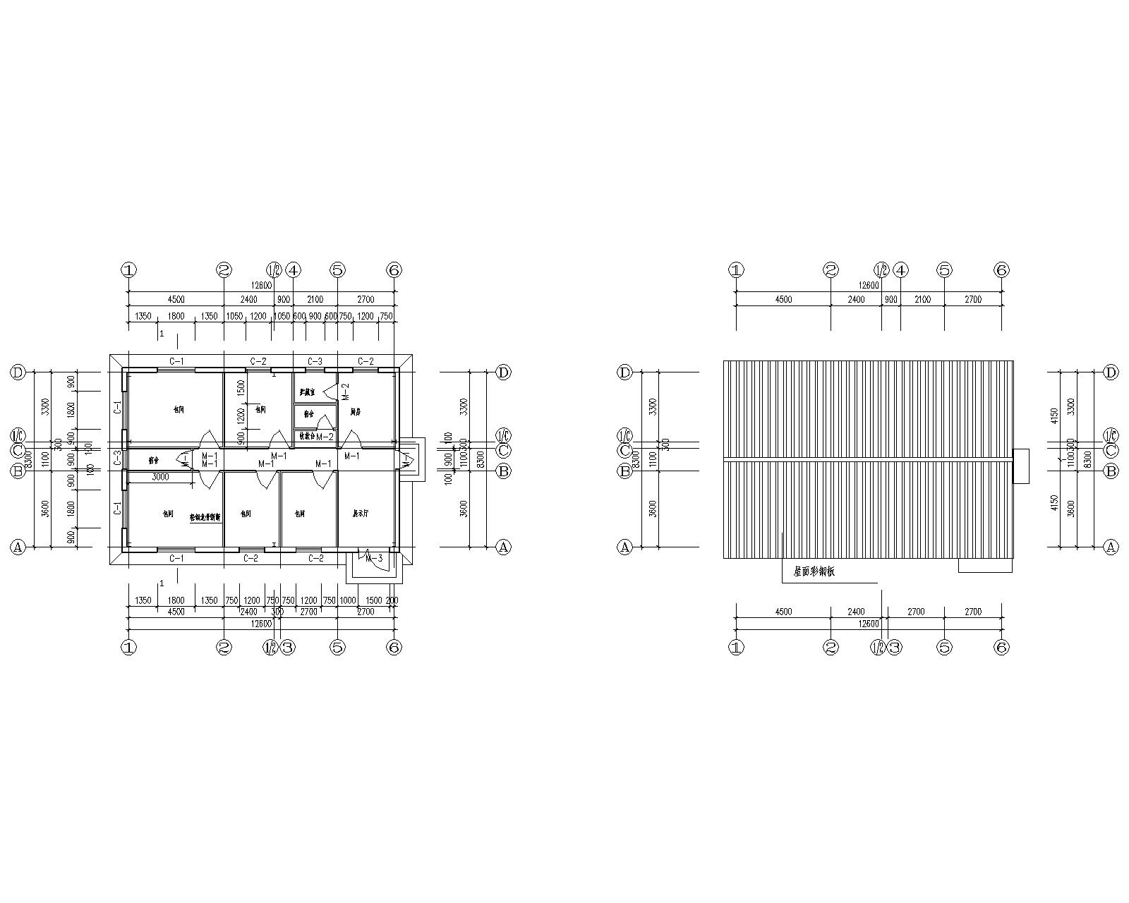 小型餐饮设计平面图资料下载-某小型钢结构餐厅施工图(cad含建筑图)
