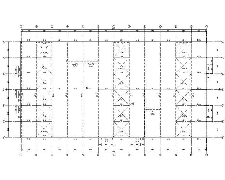 49米多跨钢结构厂房结构施工图(cad)