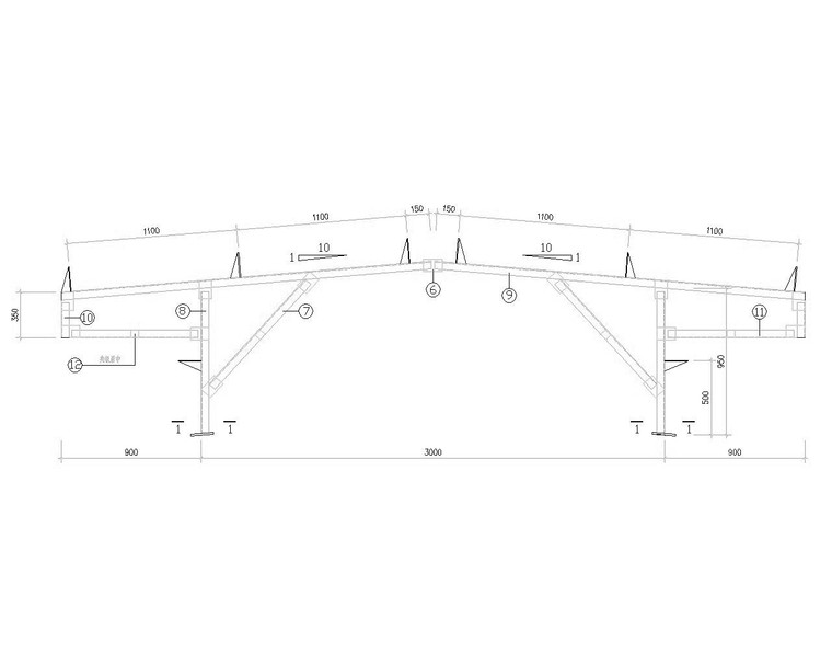 21米单跨钢结构厂房结构施工图(cad)