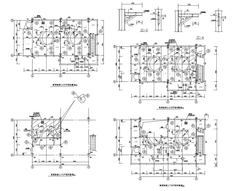 石油化工设备装置框架结构施工图(cad)