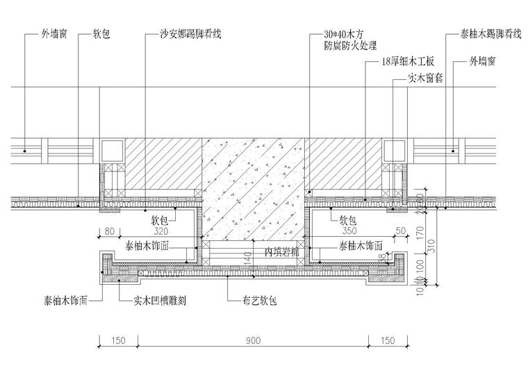 窗口,窗帘盒,窗套,窗下口等节点大样详图
