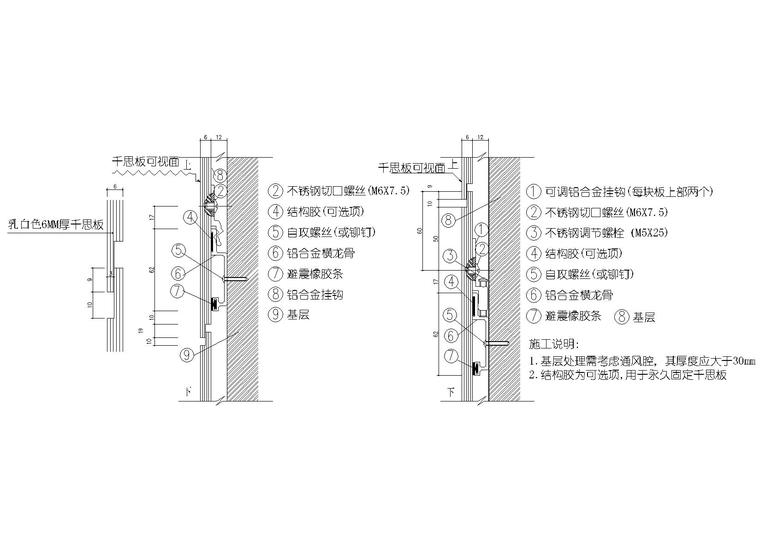 铝塑板,千思板,玻镁板等板材节点大样详图