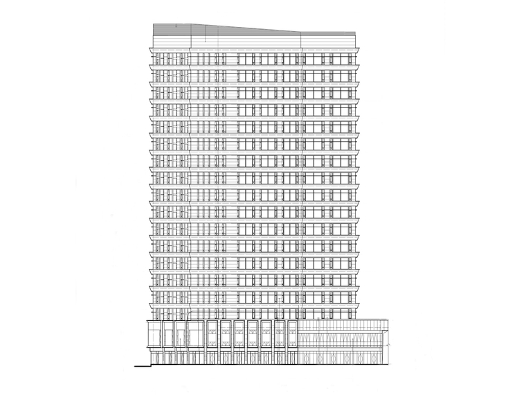 北京商务型公寓_商业建筑多功能用地项目建筑施工图 立面图1