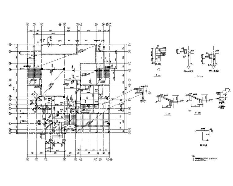 三层高端小型别墅结构施工图(cad)