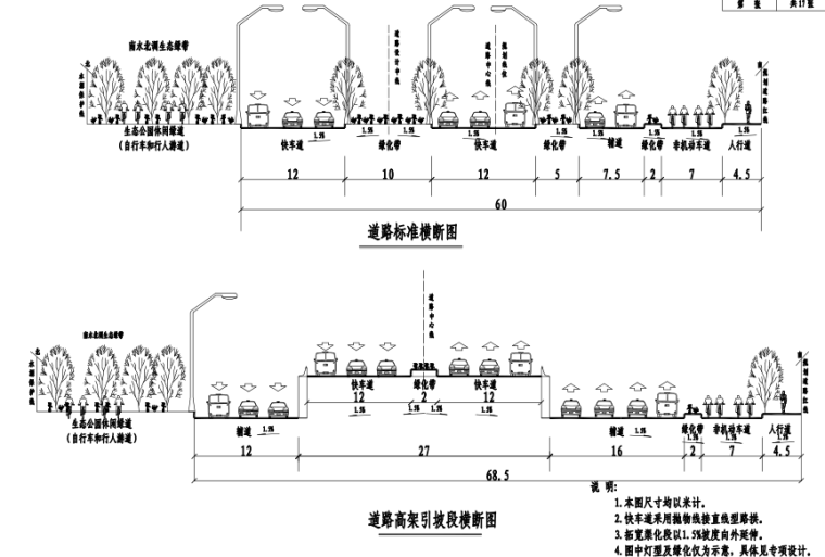 道路标准横断面设计图