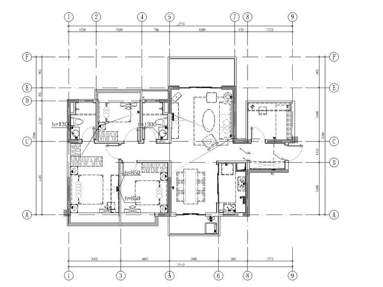 113m户型住宅精装修图纸(电,水,建筑)