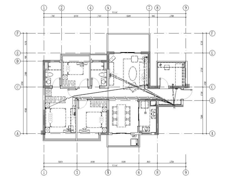 113m户型住宅精装修图纸(电,水,建筑)