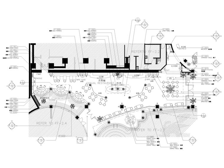 [北京]棕榈泉会馆西餐厅室内装修设计施工图 资料内容包含:cad