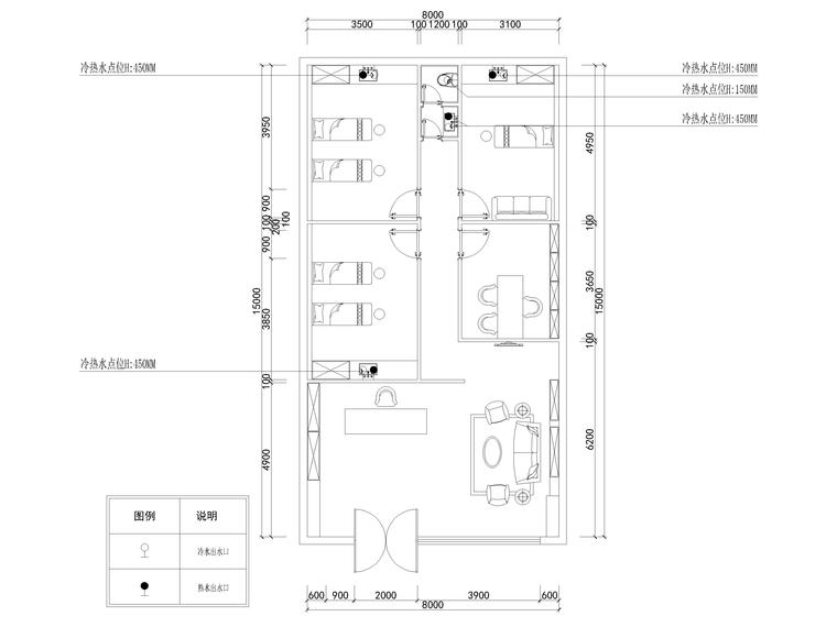 [河北]126㎡现代美容院室内装修设计施工图