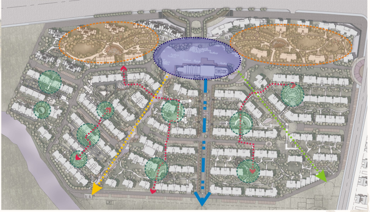 [江苏]苏州某现代居住区景观设计方案 06 轴线分析图