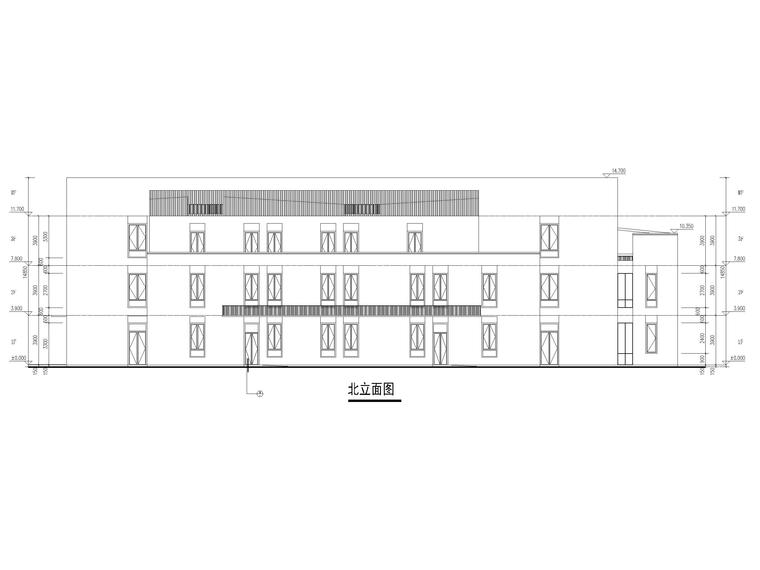 三层9班幼儿园建筑施工图 立面图2