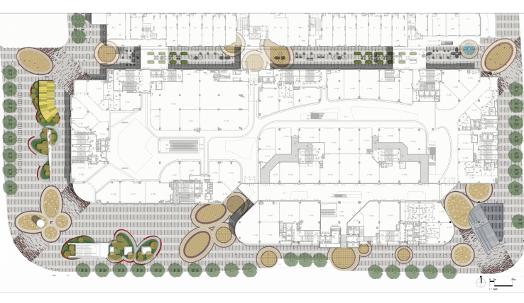 商业街广场及屋顶花园景观 景观平面图2