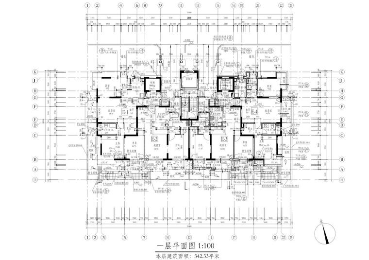 深圳1梯2户高层住宅户型图设计