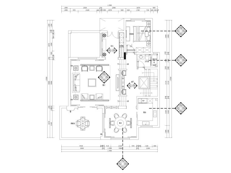 复式 图纸深度:施工图 设计风格:新中式风格 图纸格式:jpg,天正7,cad