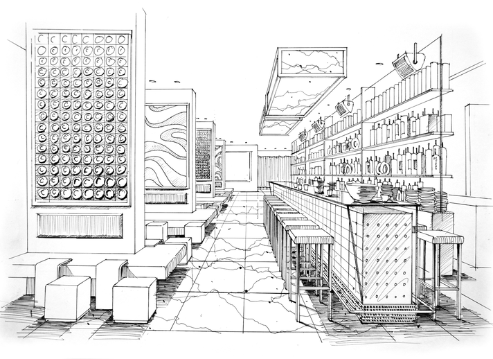 环境艺术室内设计手绘单体效果图临摹高清针管笔线稿6