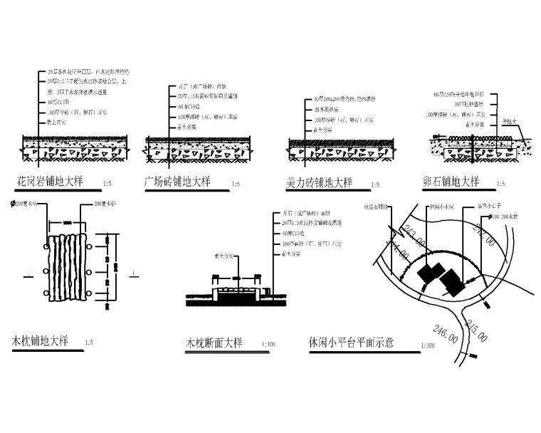 200套广场地面硬质铺装cad大样图纸