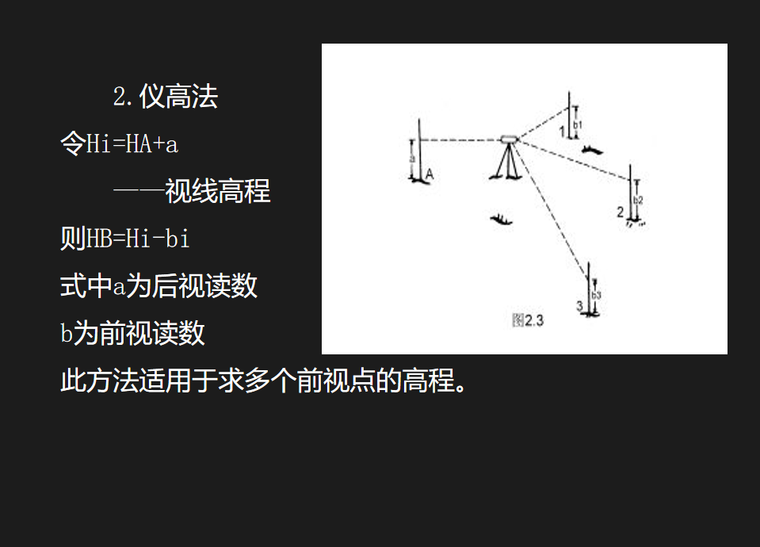 (一)水准测量原理是利用水准仪和水准标尺,根据水平视线原理测定两点