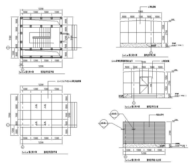 某玻璃阳光房详细结构施工图cad