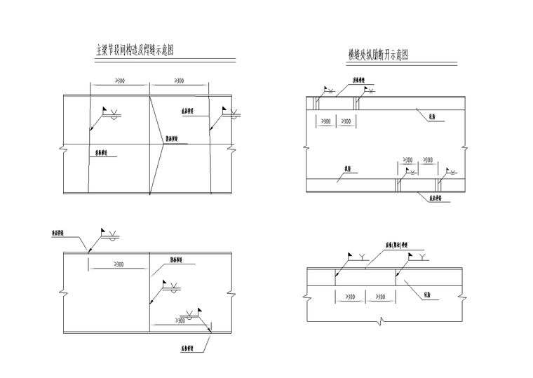 主梁节段间构造及焊缝示意图 横缝处纵肋断开示意图.png
