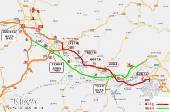 车辆绕行路线图近日,京张高速公路中修罩面工程进入全面施工