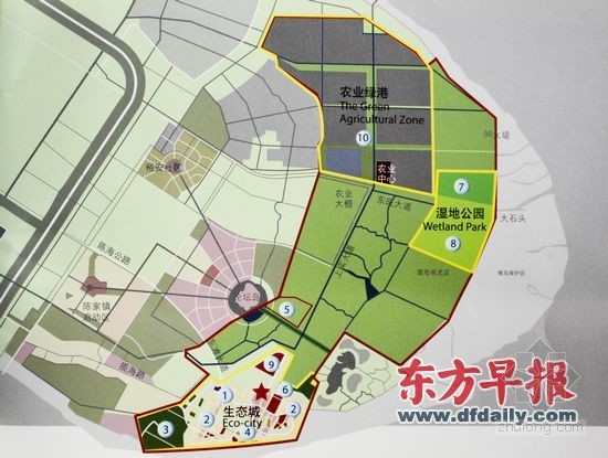 上海崇明东滩三大板块项目规划图