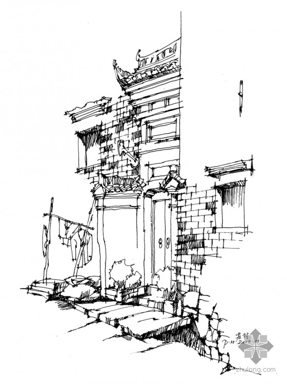 夏培禾宏村西递钢笔速写-建筑方案-筑龙建筑设计论坛
