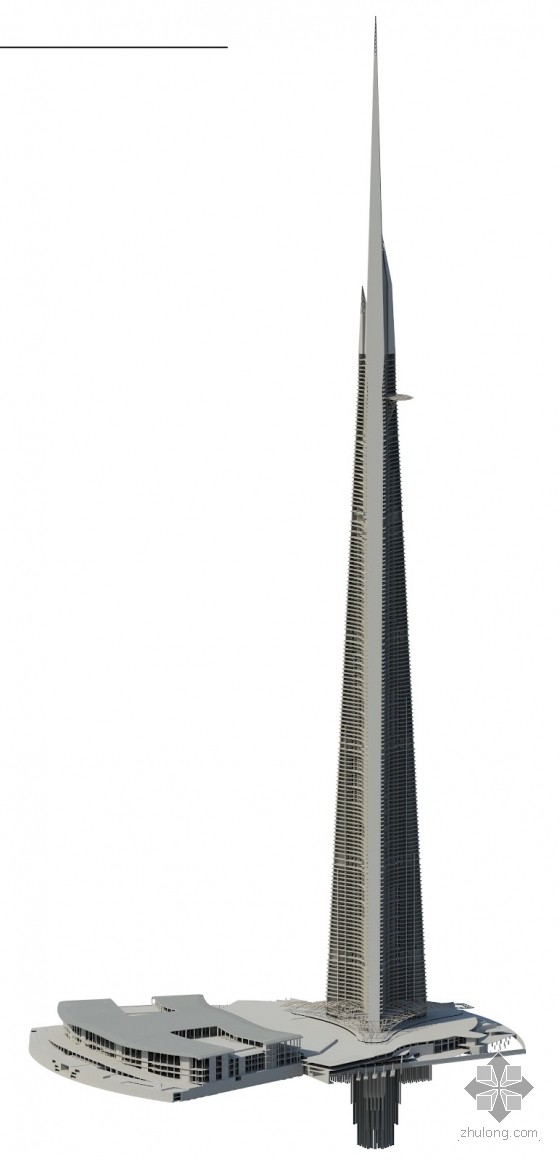 吉达王国塔桩基础及主体结构结构三维模型1007米