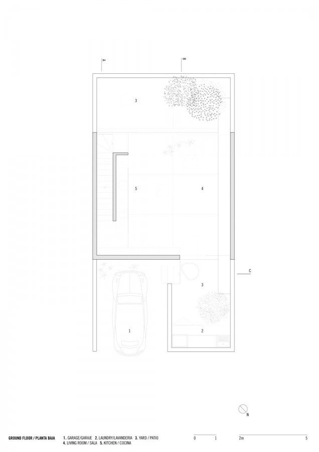 底层平面图 ground floor plan-立方体家庭住宅第23张图片