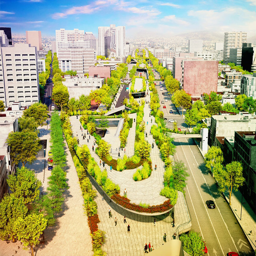 plans for a linear park to be built on avenida chapultepec, one