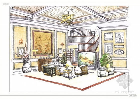 欧式洛可可风格别墅室内装修图(含手绘 实景照片)