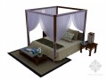 温馨中式床3D模型下载