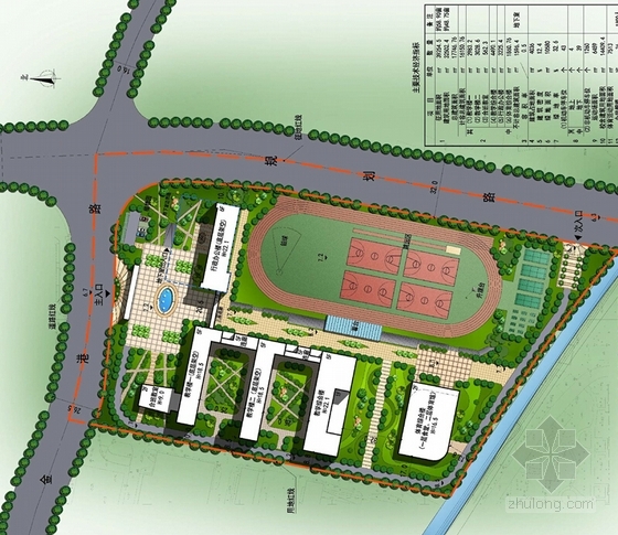 新中式风格中学校园规划设计方案总平面图