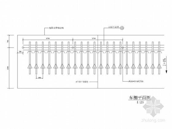 单排弧形自行车棚施工图