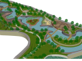 滨湖公园景观SU模型（高差处理，桥，廊架）