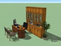 书柜书桌椅组合sketchup模型下载