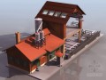滨水度假屋建筑效果图模型