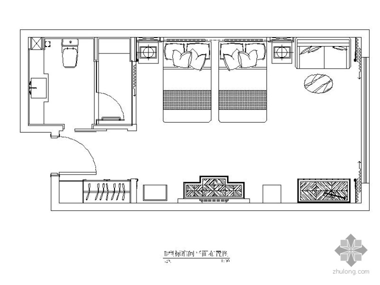 某酒店标准间室内装修图(含效果)(12张)      包括:原始结构图,平面图