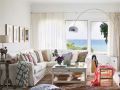 纯美观海居蓝白红的海滨公寓室内设计实景图