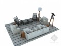 美式沙发茶几3D模型下载